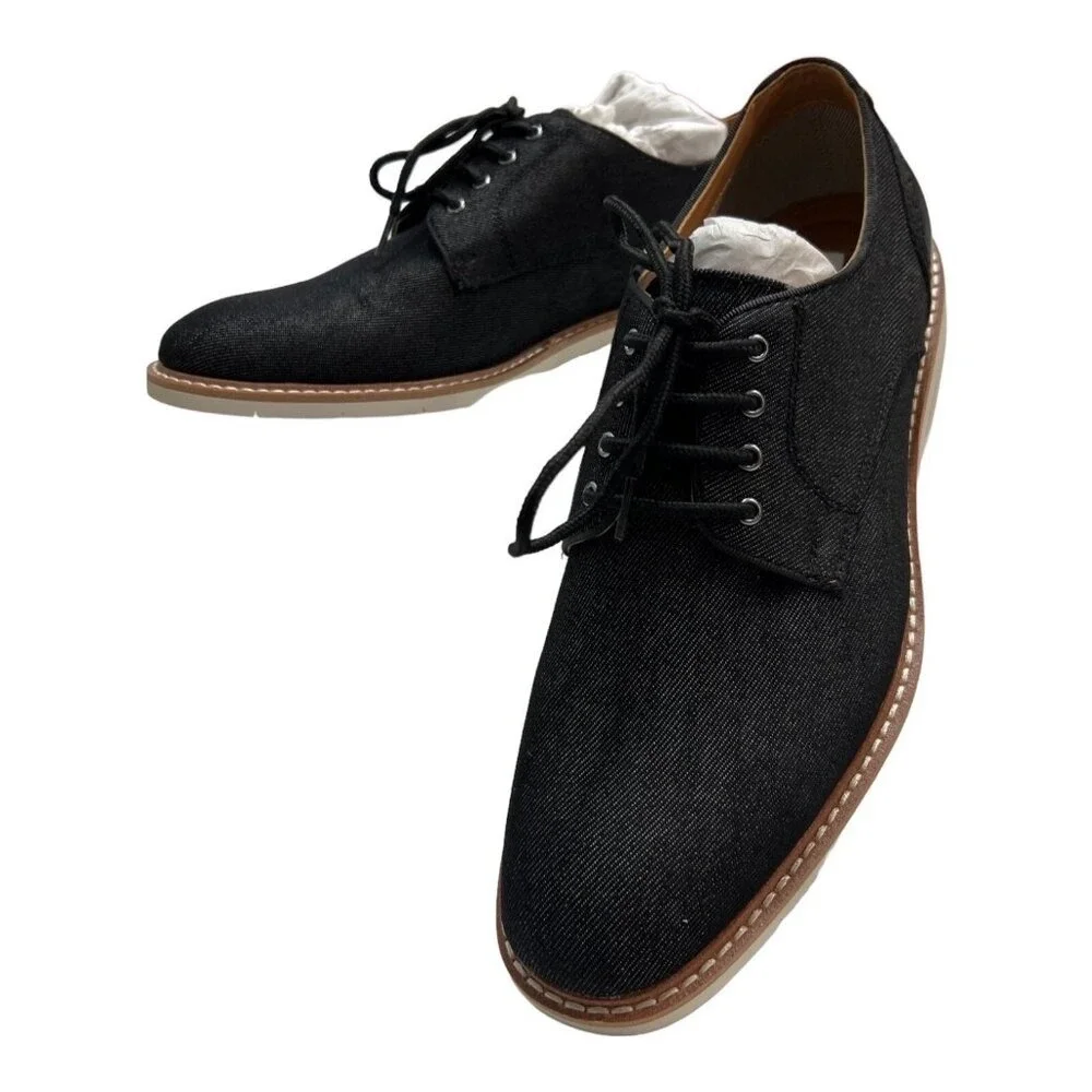 Steve Madden Derby Shoe Black Tie Loafer Nevelle Leather‎ Textured Size 7.5